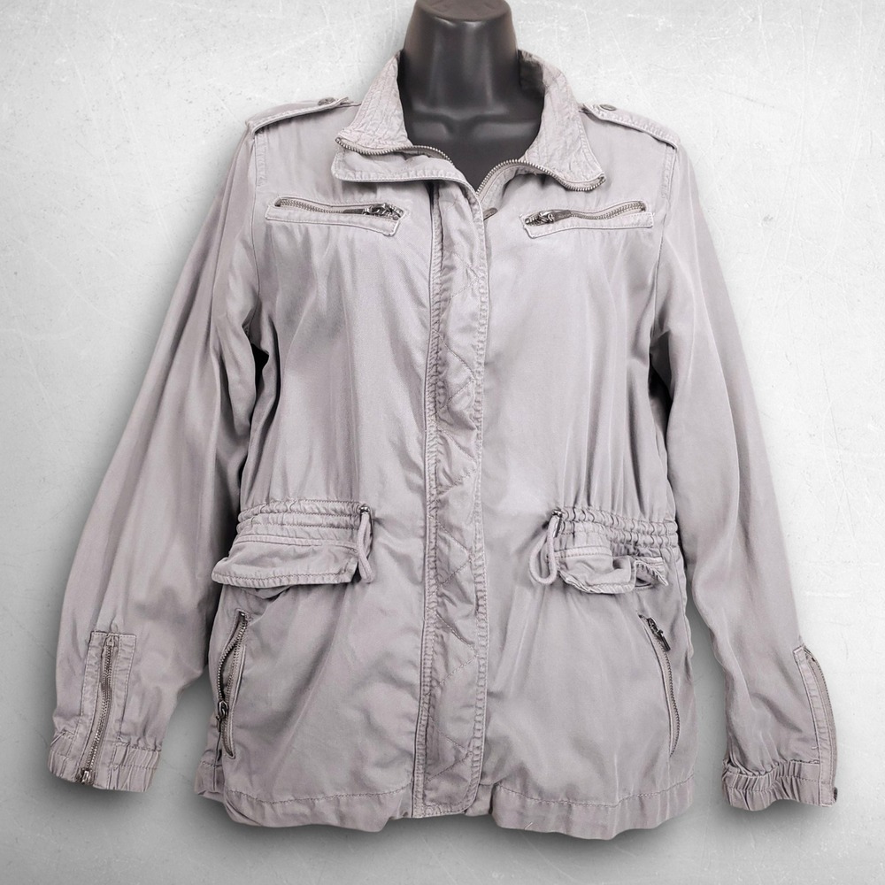 Max Jeans Utilitarian Military Field Utility Jacket Women M Gray Gorpcore Safari
